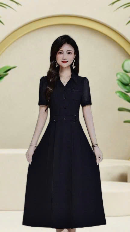 14578-Đầm xòe tay ngắn eo kết đai phụ kiện (voan)_thumbnail_2