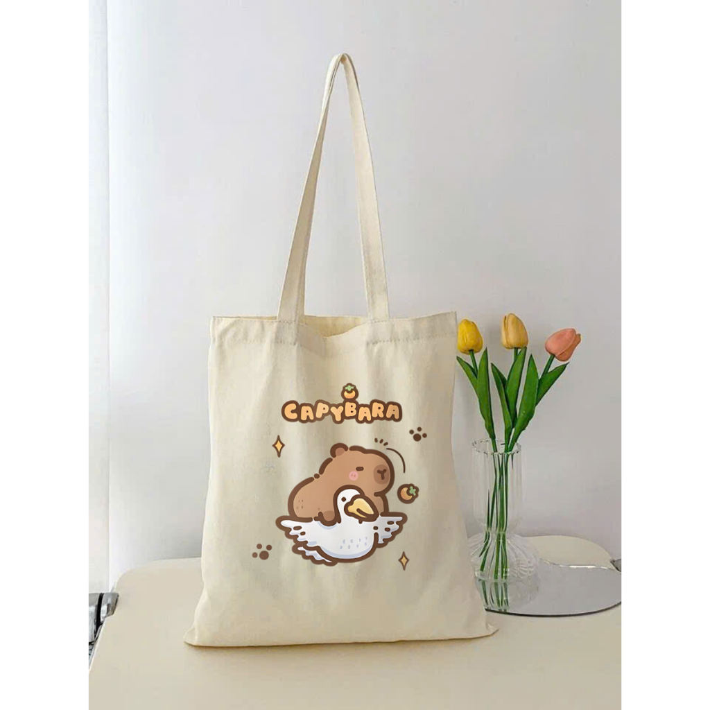 Túi Tote Capybara-Túi vải canvas có túi phụ và khoá kéo đựng vừa A4 và laptop (33x37cm) - TOTE02_thumbnail_11
