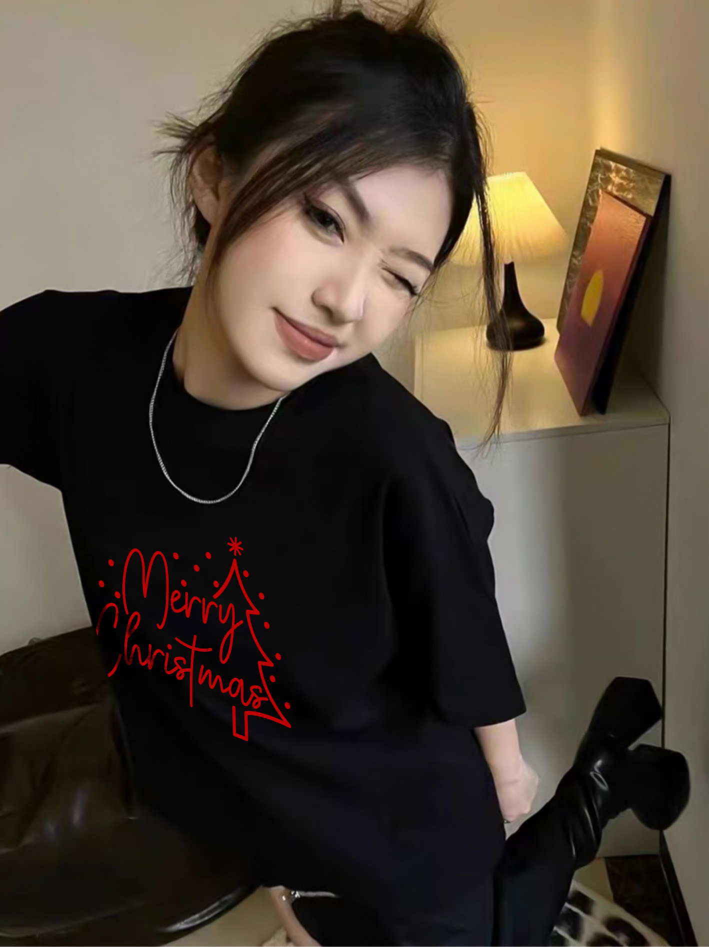 Áo thun nữ giáng sinh noel form vừa regular vải cotton 4c thoáng mát 1764 Miucho Chic Chic in mix_thumbnail_5