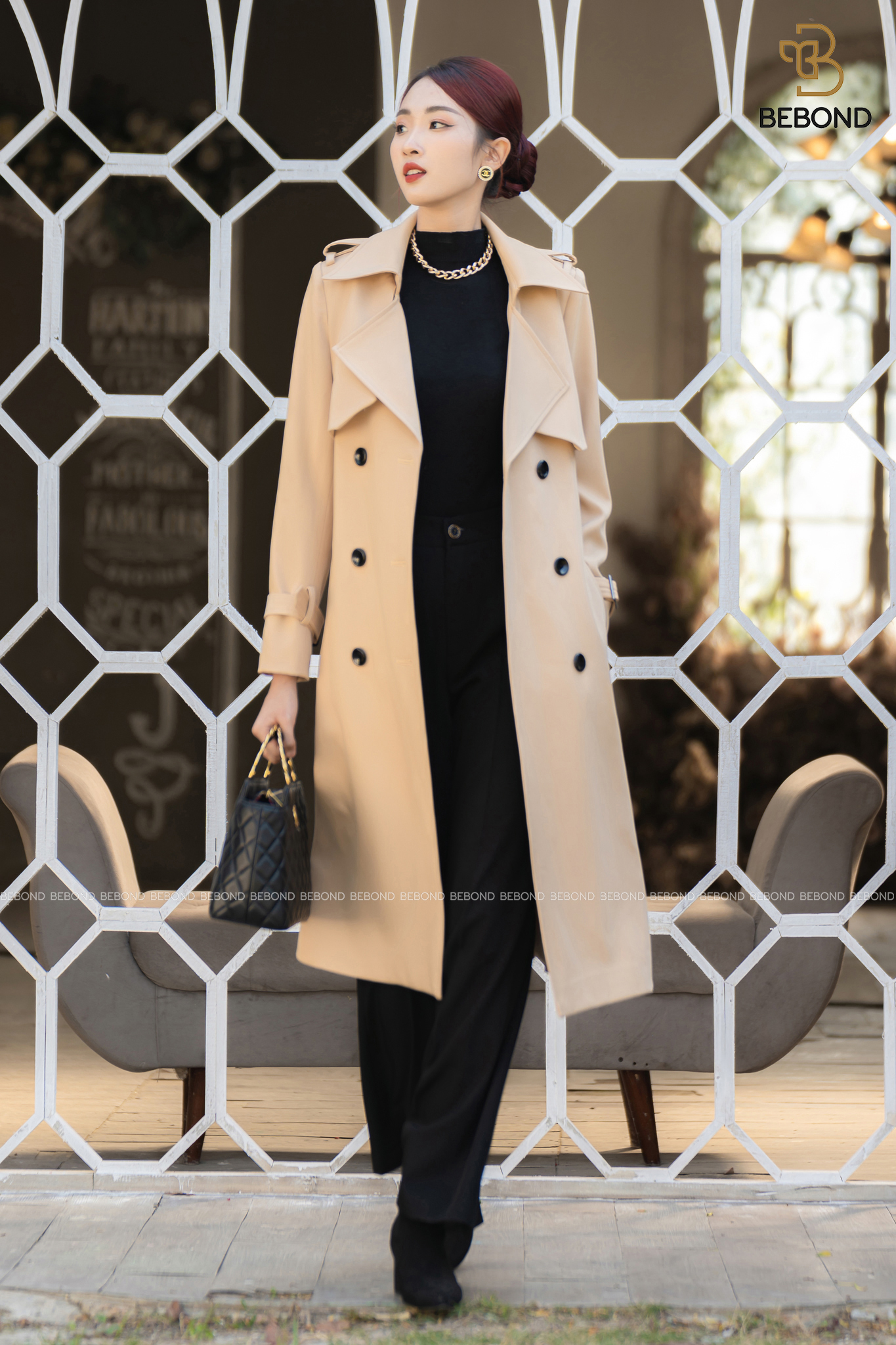 ÁO MANGTO DÁNG DÀI MÀU BE - Serena Dress