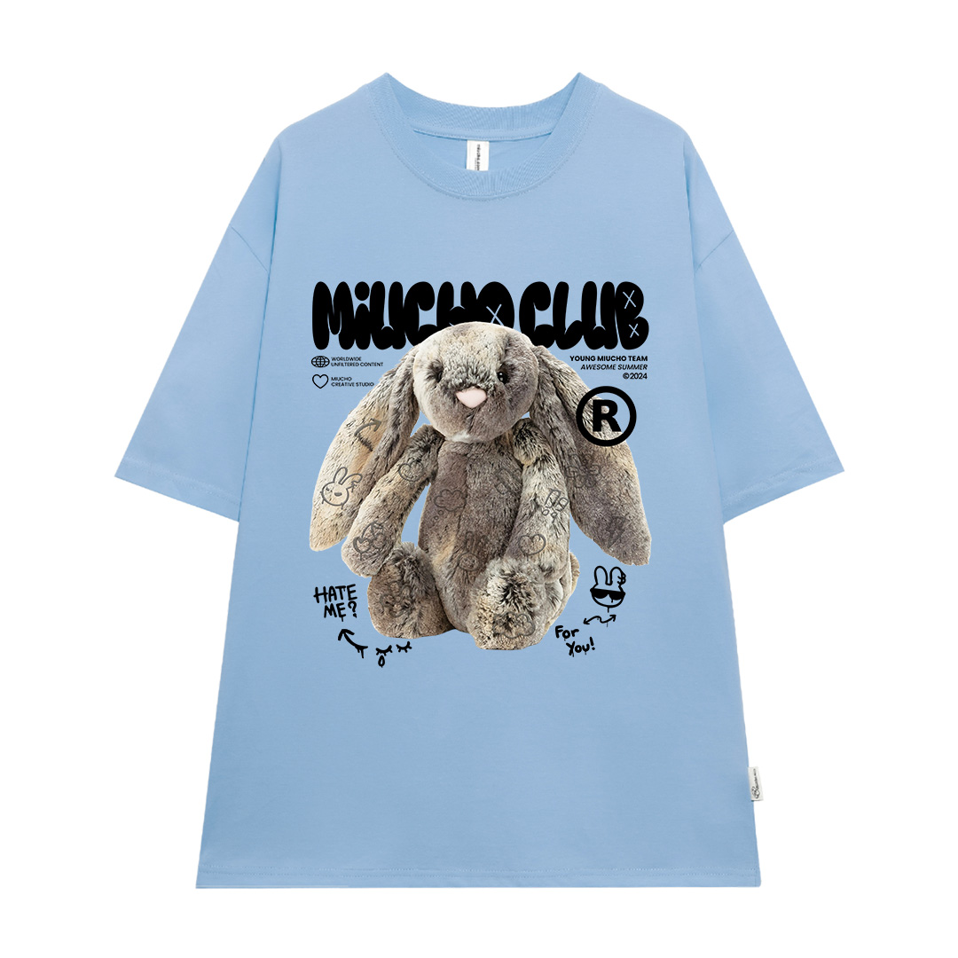 Áo thun thỏ Bunny form rộng local brand ATD1254 Miucho tay ngắn cổ tròn in mix_thumbnail_12