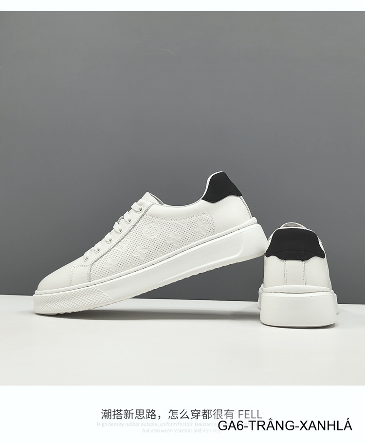 GA6 - Giày Sneaker Nam Da Bò Phong Cách Hàn, Đế Bằng Thoáng Khí, Màu Trắng Xanh Lá Đen_thumbnail_13