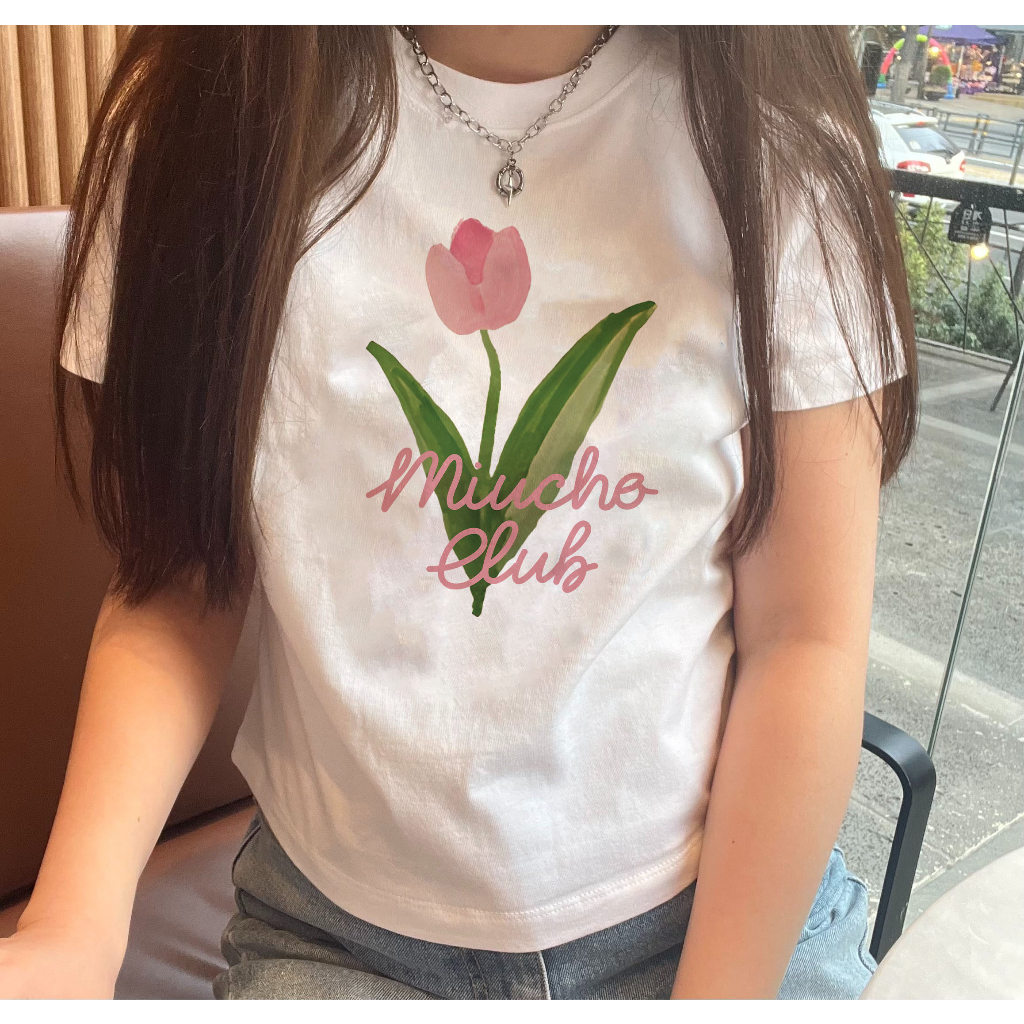 Áo baby tee hoa tuplip xinh xắn ABD306 Miucho cotton cổ tròn in graphic_thumbnail_4