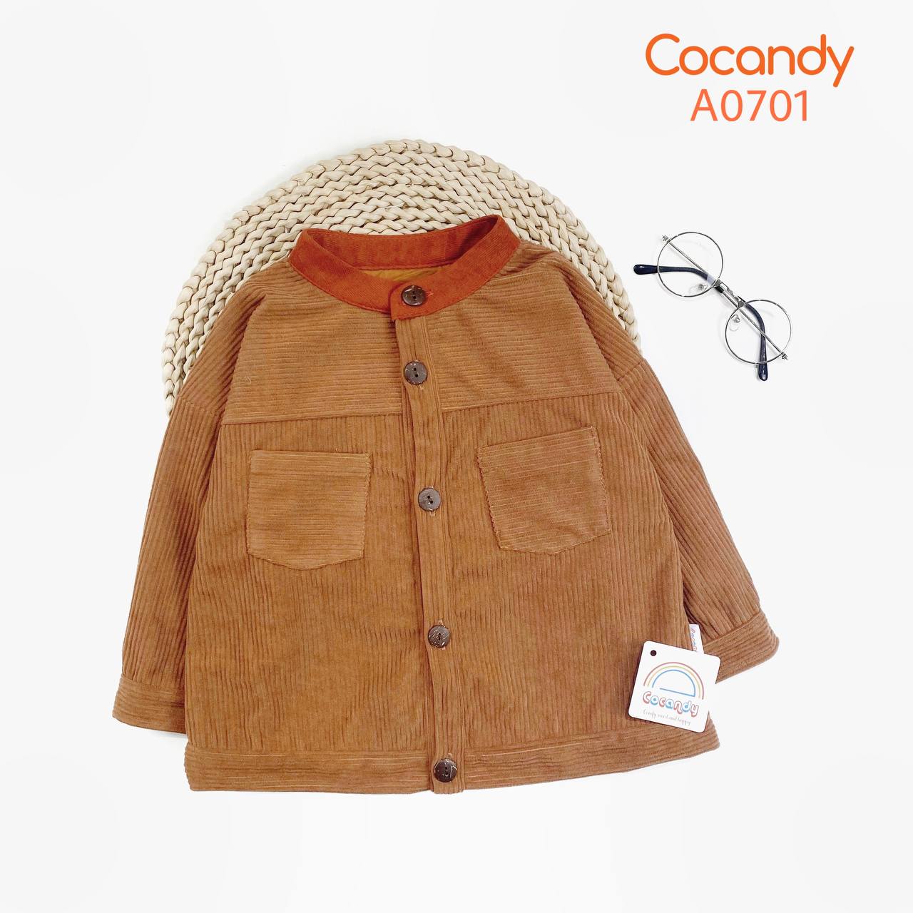 Áo khoác NÂU cổ ĐỎ GẠCH_thumbnail_0