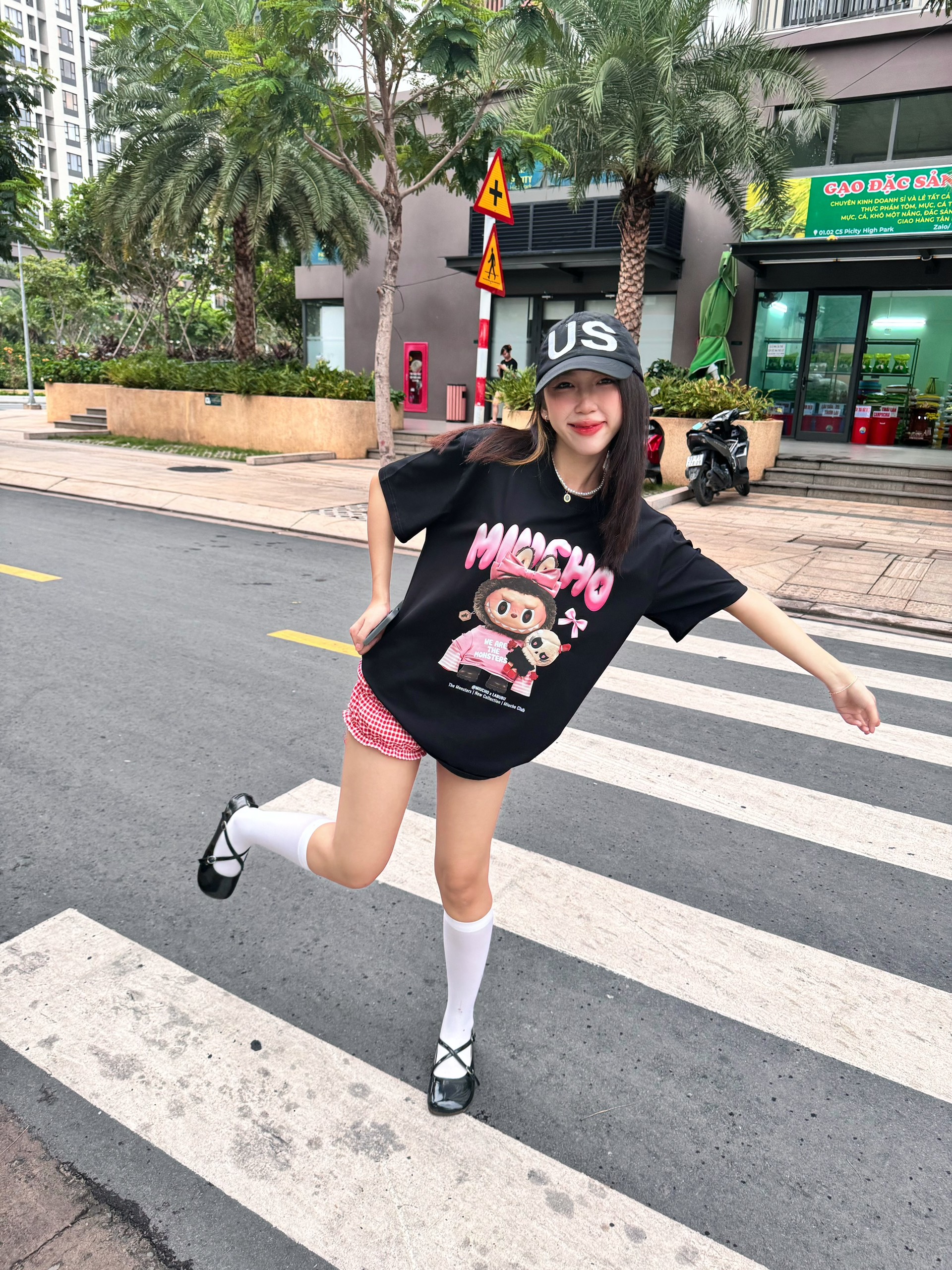 Áo thun labubu form rộng hottrend ATD1269 Miucho vải cotton thoáng mát cổ tròn in mix_thumbnail_5
