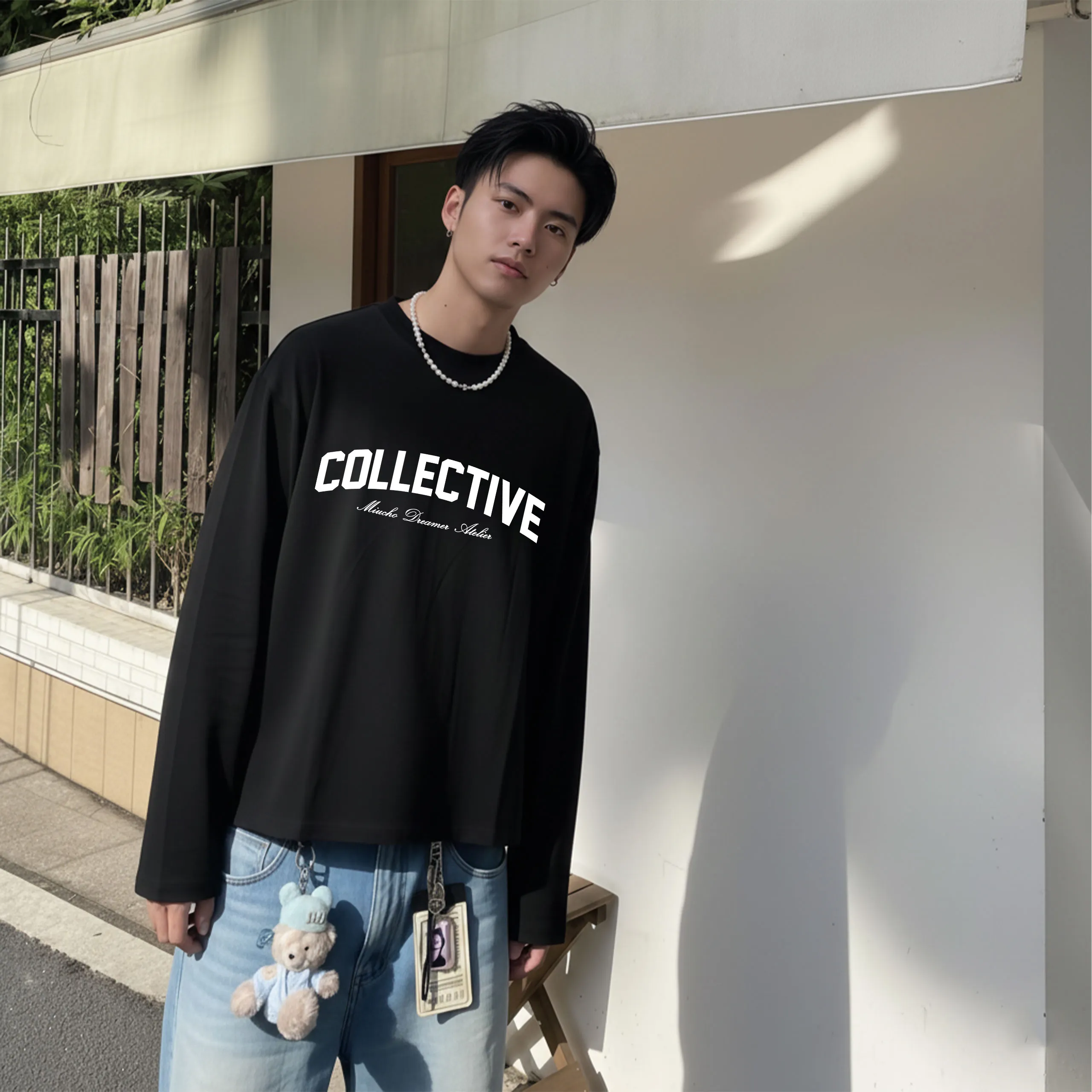 Áo phông boxy tay dài Miucho Club cotton 2 chiều thoáng mát in chữ COLLECTIVE 2679_thumbnail_3