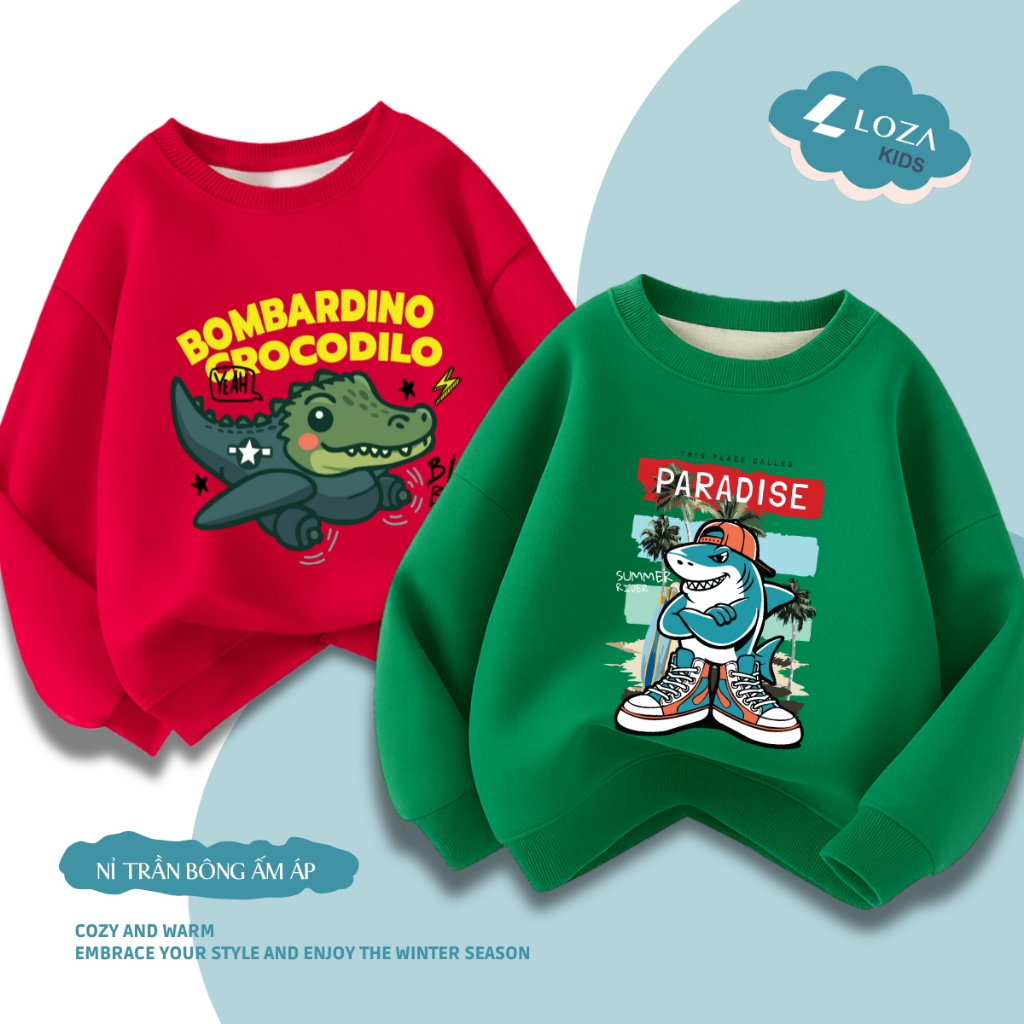 Áo sweater bé trai BST Brainrot, Tung Tung Sahur  - Áo nỉ trẻ em cổ tròn size từ 15-40kg  Loza Kids IN011_thumbnail_2