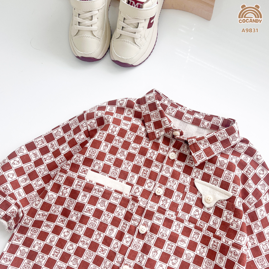 Áo dài ĐỎ sơ mi họa tiết ô vuông_thumbnail_5