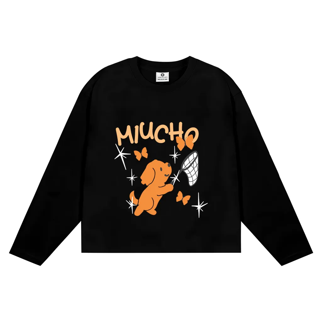 Áo thun boxy nam nữ Miucho chất vải mềm mại thoáng mát cún bắt bướm in mix 2834_thumbnail_10