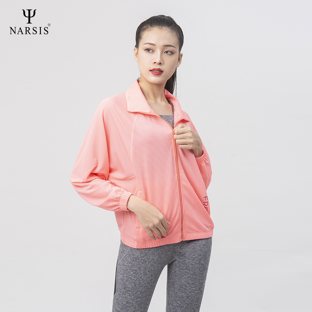 ÁO KHOÁC THỂ THAO NỮ - HỒNG CAM L0020 NARSIS PE NHẸ, THOÁNG KHÍ, THẤM MỒ HÔI, CHẤT LIỆU BỀN, CHỐN..._thumbnail_3