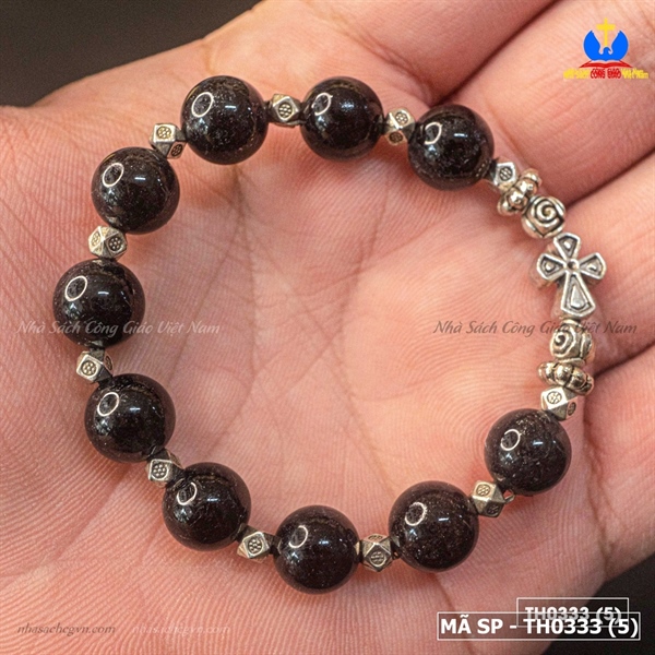 Tràng Hạt Đá Thạch Anh Tóc đen 10 ly mix bạc_thumbnail_2