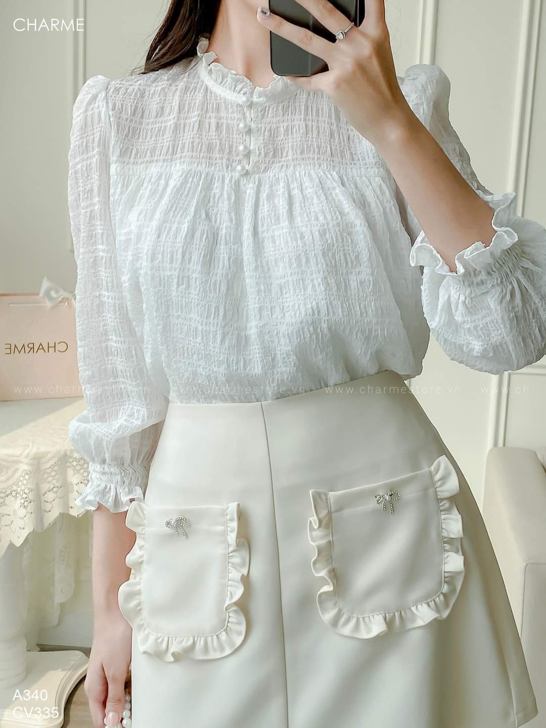 Áo tay chun cúc ngọc