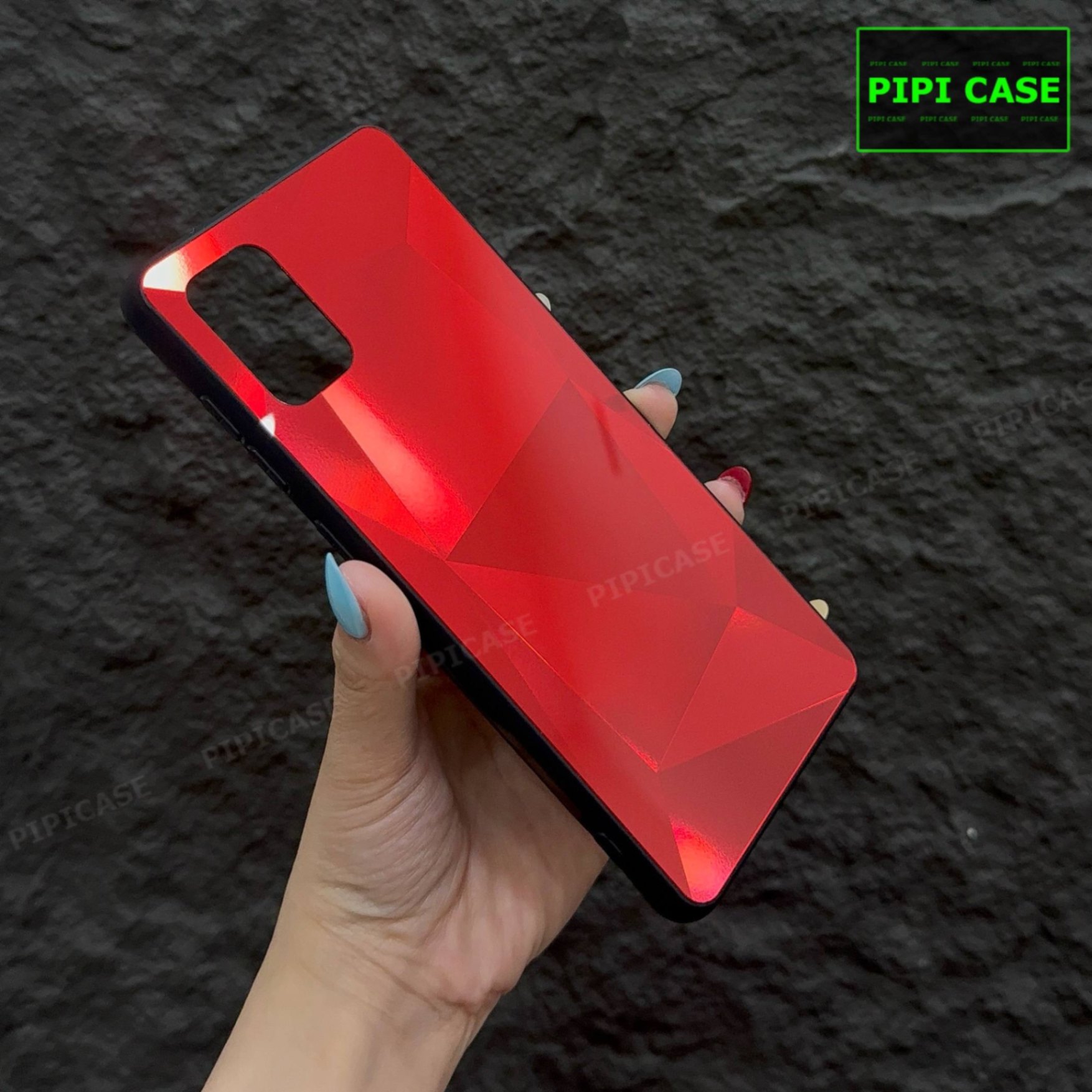 Ốp Lưng Samsung A51 - Kim Cương 6D - Đỏ