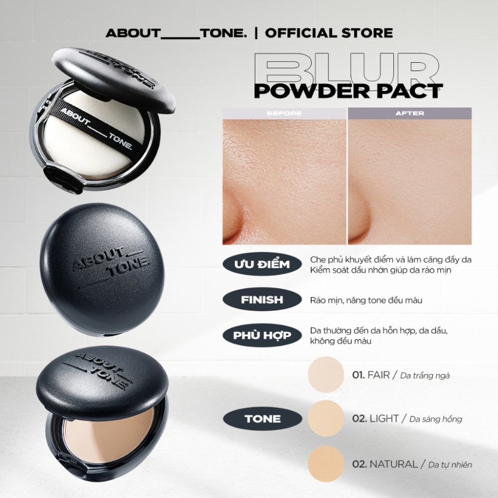 [ABOUT TONE] Phấn phủ nén Eglips About Tone Blur Powder Pact 8g
