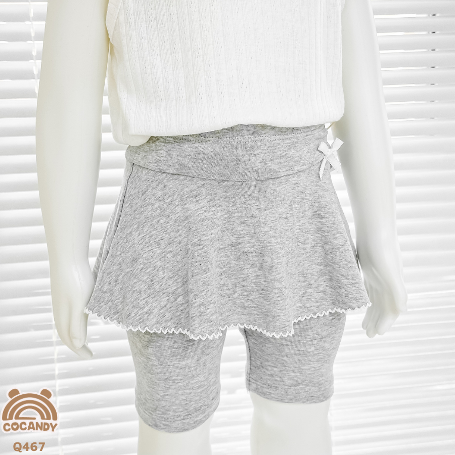 Quần váy legging lửng XÁM viền sóng phối nơ nhỏ