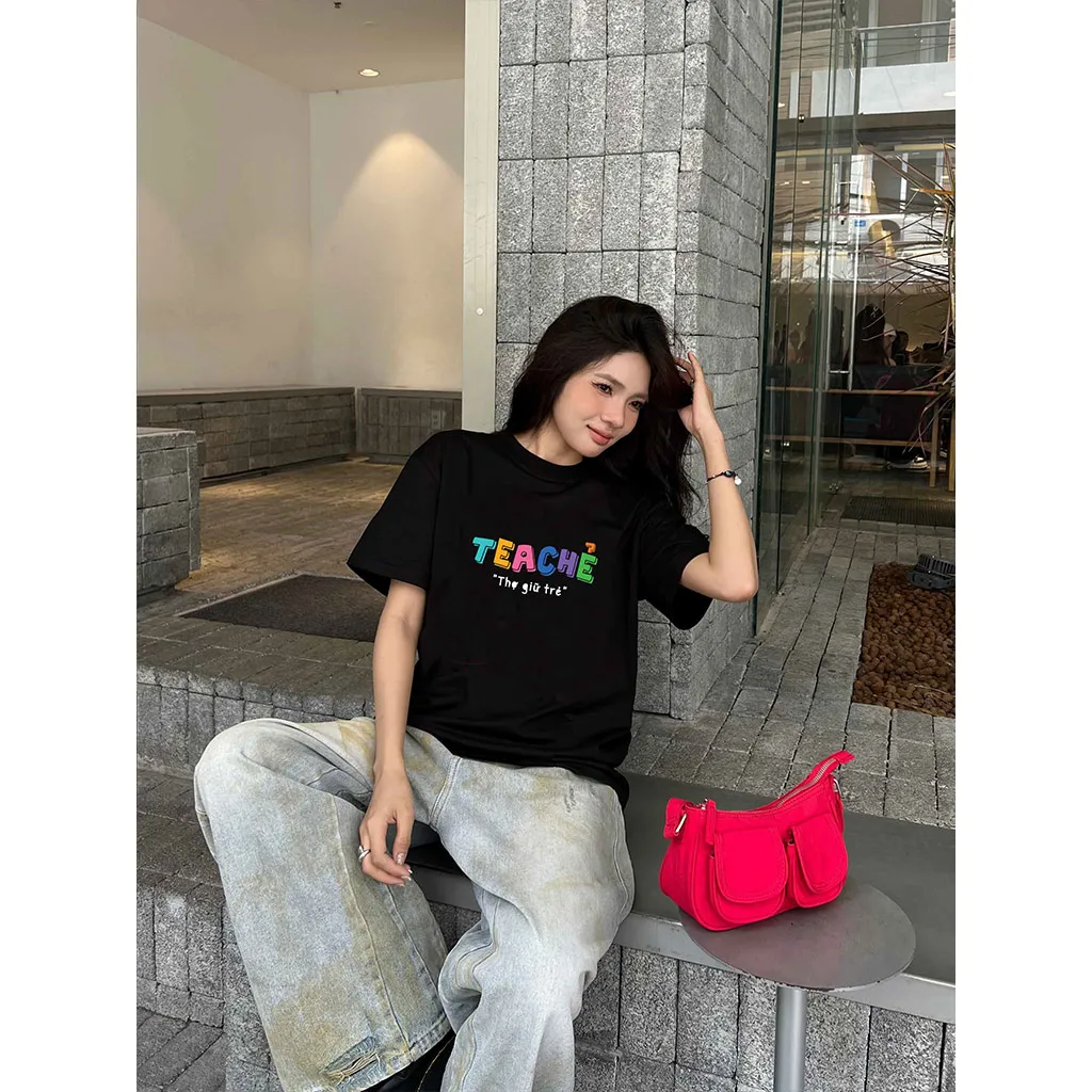 Áo thun unisex form rộng Miucho Club chất vải mềm mại thoáng mát in chữ basic Thợ giữ trẻ 2858_thumbnail_4