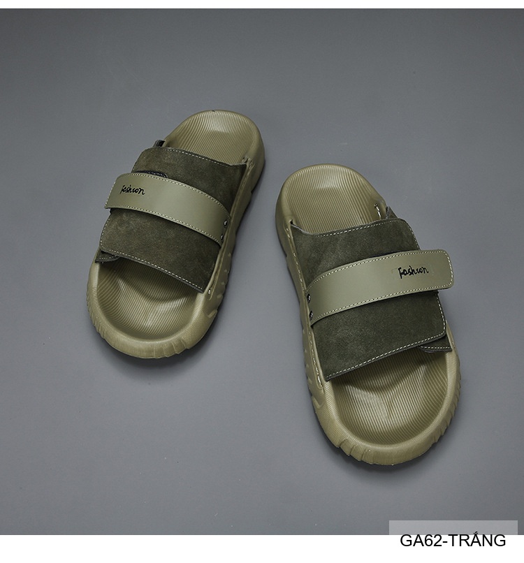 GA62 - Dép xỏ ngón nam phong cách Hàn, đế cao su êm ái, chất liệu da bò, 3 màu Trắng Xanh Lá Đen_thumbnail_8