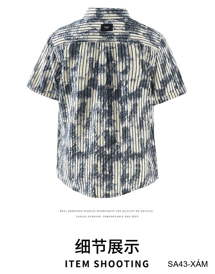 SA43 - Áo sơ mi nam tay ngắn sọc dọc phong cách streetwear, chất cotton thoáng mát, dáng rộng thoải mái_thumbnail_16