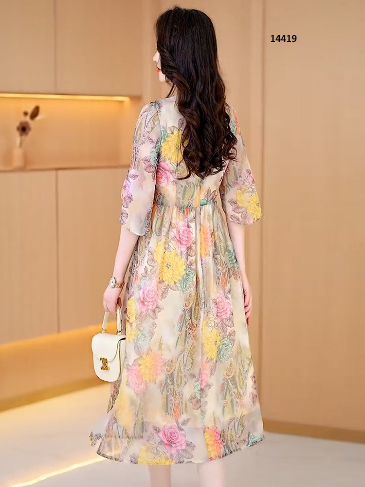 14419-Đầm voan hoa hồng họa tiết sắc màu, xoắn ngực cách điệu_thumbnail_4