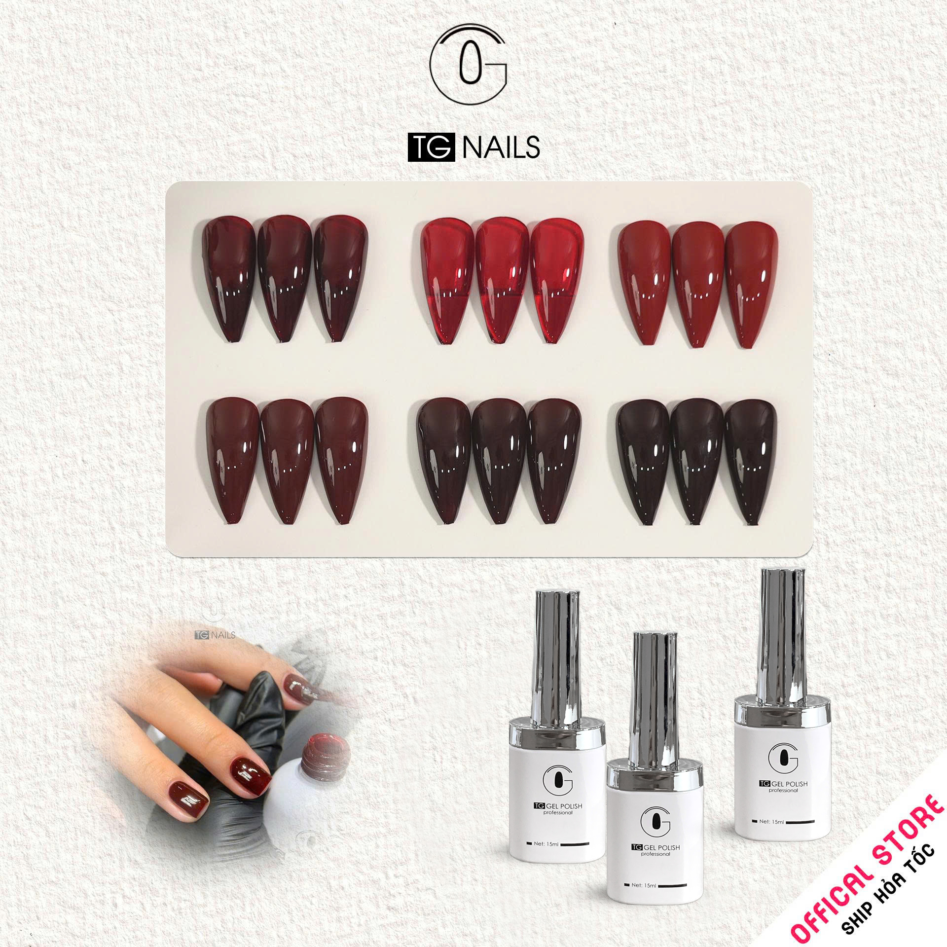 Sơn gel đỏ TG cao cấp cọ tròn chai 15ml