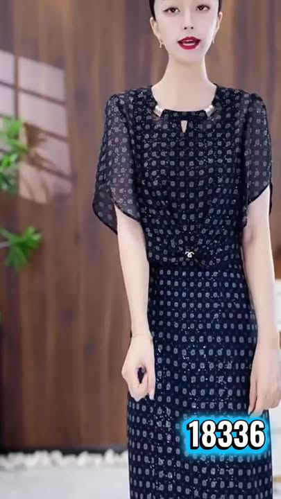 18336-Đầm voan suông tay lở xẻ cách điệu ( voan,lót)