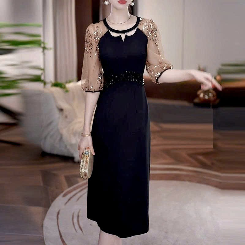 17459-Đầm body suông phối tay voan lở viền tua rua (thun nhật,voan)_thumbnail_2