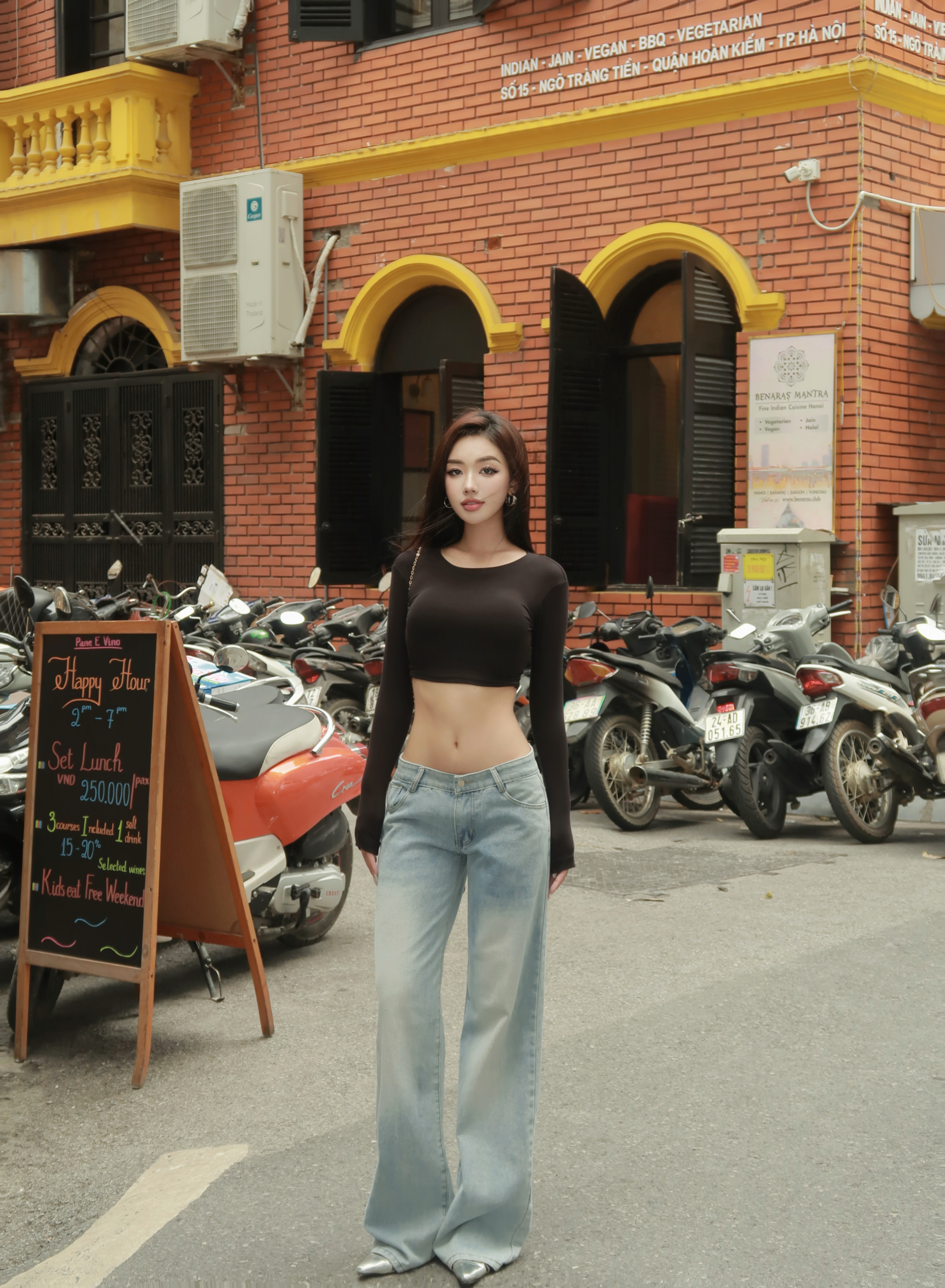 Áo tay dài ôm body croptop Beezy cổ tròn AT00044 vải visco 4 chiều hack dáng mềm mại thoáng mát_thumbnail_8