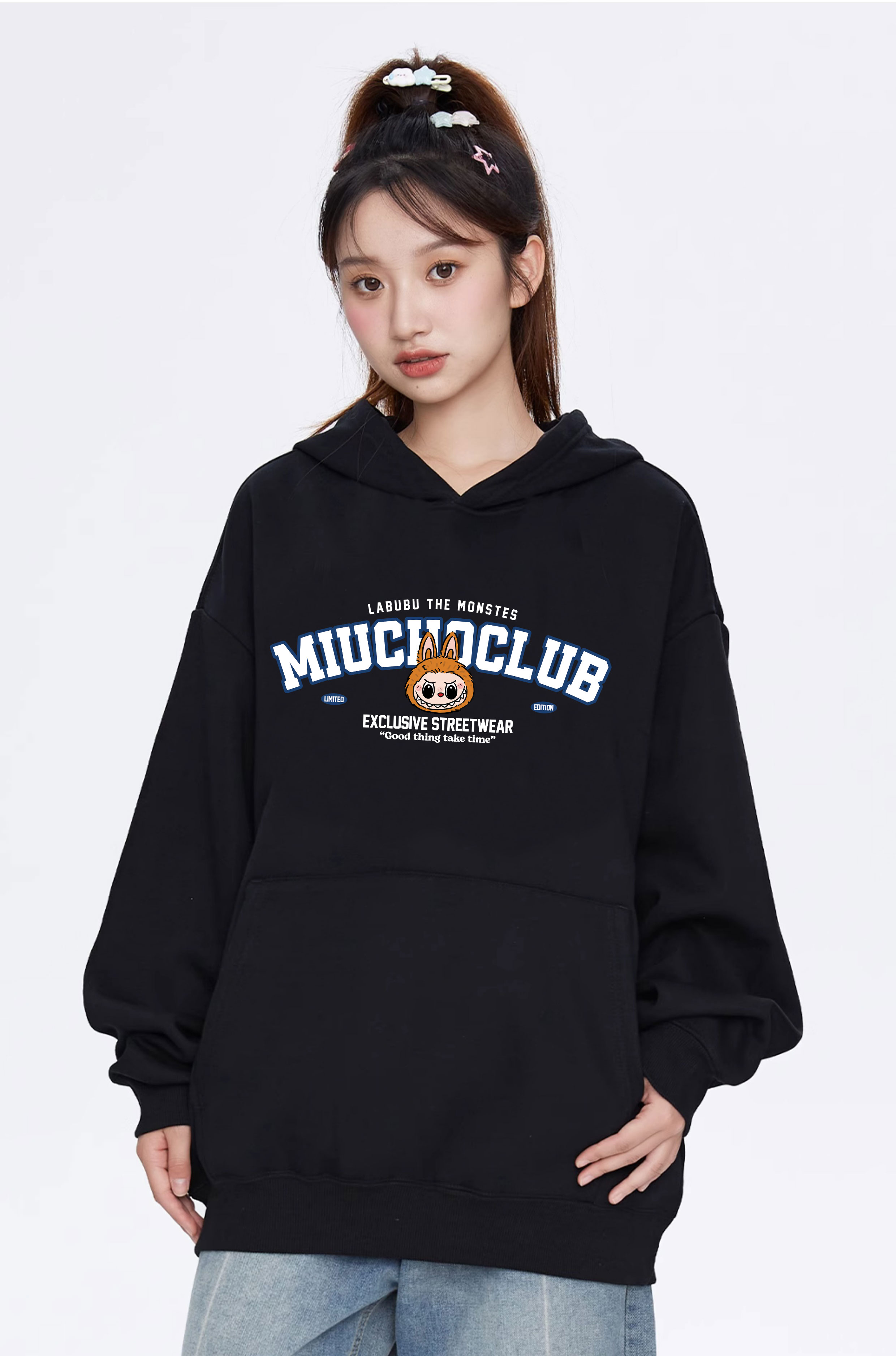 Áo hoodie labubu unisex form rộng HDD1404 Miucho nỉ chân cua dày dặn in mix_thumbnail_3