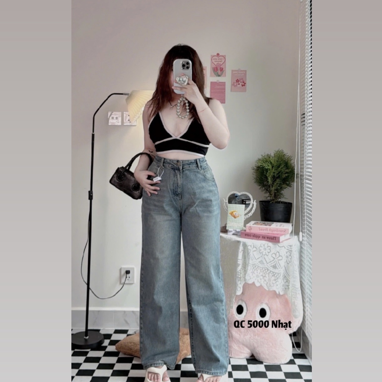 Quần jean ống suông lưng cao basic mới bigsize QJ5000 dành cho nàng béo mập từ 55-90kg_thumbnail_7