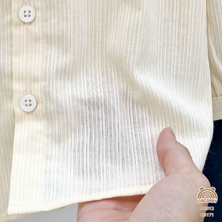 Áo dài sơ mi BE cổ viền bèo vai phối bèo_thumbnail_3