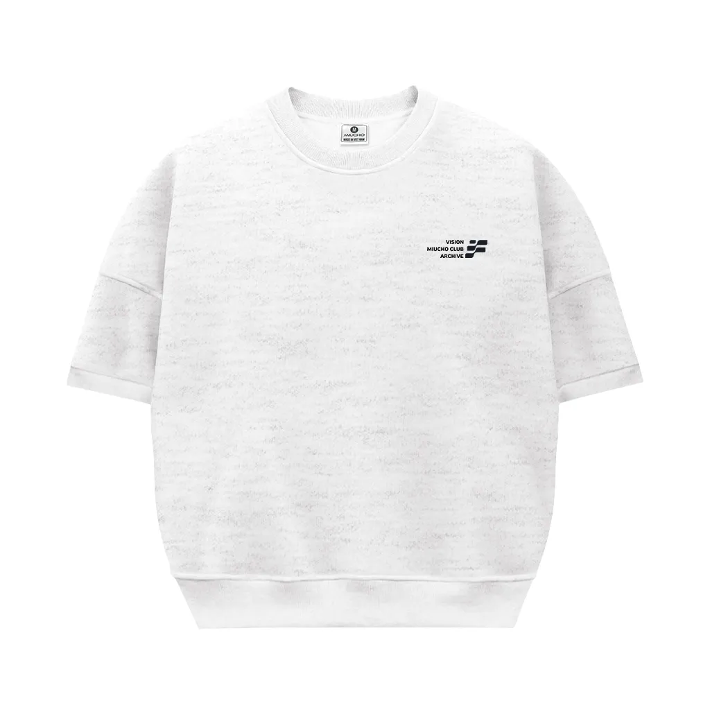 Áo sweater tay ngắn form boxy basic nhiều màu 2599 Miucho tay ngắn cổ tròn vải nỉ 2 da thoáng mát in basic_thumbnail_0