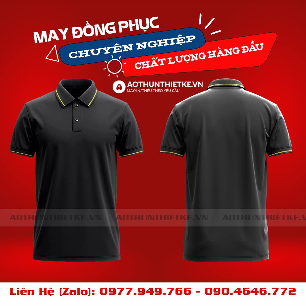 Áo Đồng Phục Polo 1 Sọc Đen Vàng_thumbnail_0