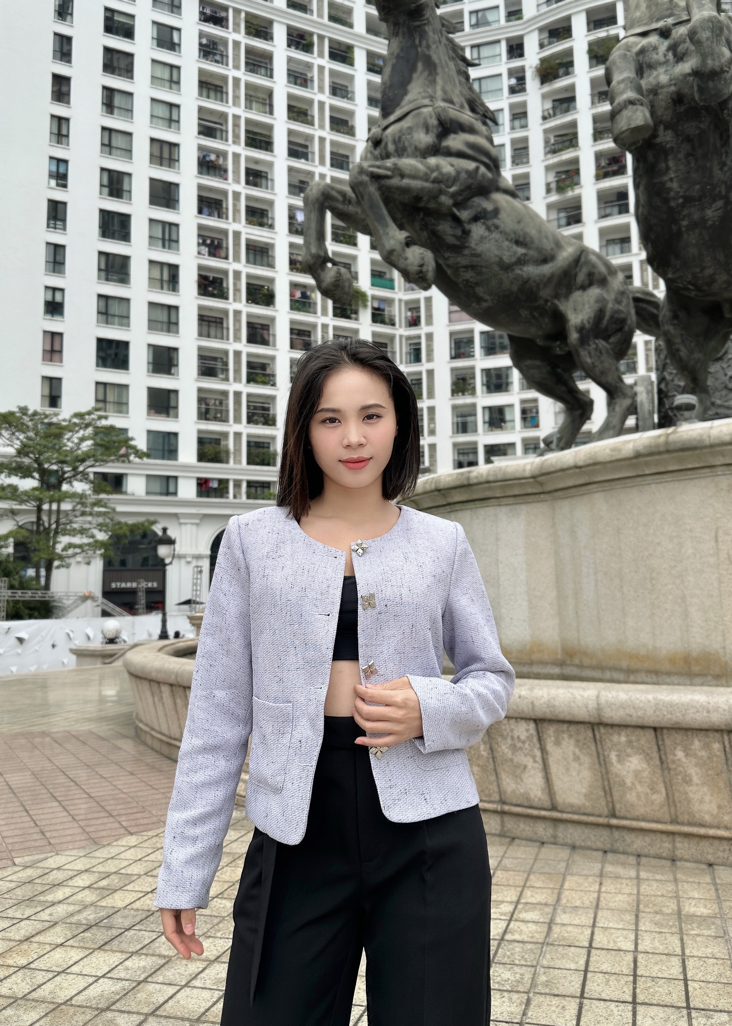 ÁO KHOÁC DẠ NỮ TÍM LAVENDER NARSIS CAO CẤP CHẤT VẢI DÀY DẶN 2 LỚP, DÀI TAY CÓ ĐỆM VAI, ĐÍNH KHUY ..._thumbnail_6