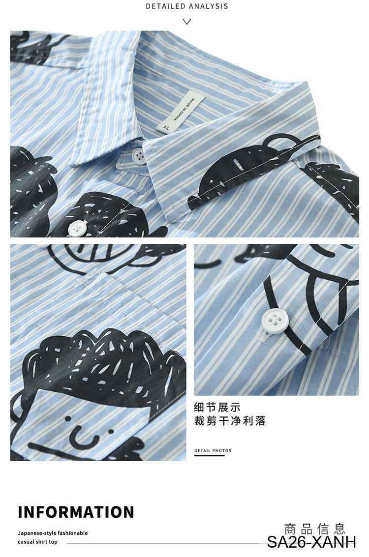 SA26 - Áo sơ mi nam tay ngắn họa tiết mặt cười phong cách Nhật Bản, chất cotton mềm mại, form rộng thoải mái_thumbnail_13