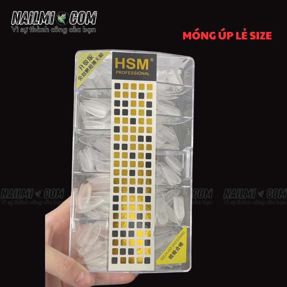 Móng úp - lẻ size - phom bầu nhọn - trong nhám - L2