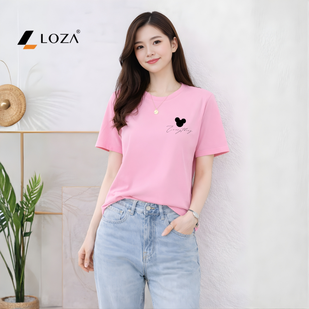 [Form rộng] Áo phông nữ dáng rộng hình Mickey trên ngực - Loza RT8454_thumbnail_7