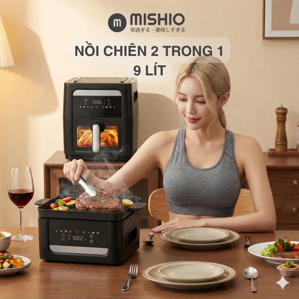 Nồi Chiên Không Dầu Kèm Vỉ Nướng 2-in-1 Mishio MK407: Nâng Tầm Món Ngon, Tiện Lợi Vượt Trội_thumbnail_10