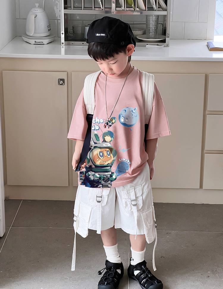 Áo thun bé trai labubu form rộng AED1497 Miucho Kid vải cotton thoáng mát cổ tròn in artwork_thumbnail_5