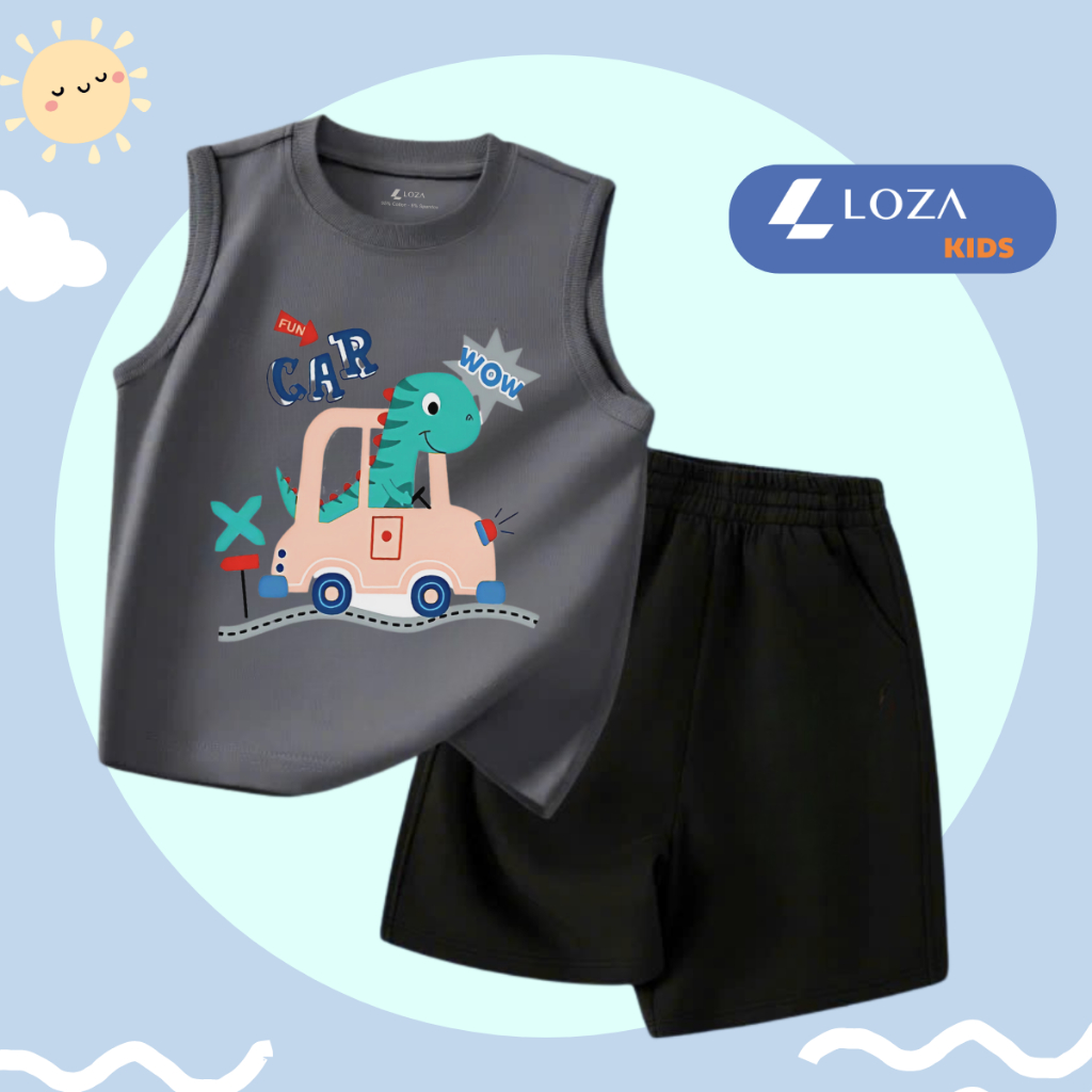 Bộ ba lỗ bé trai in hình ô tô khủng long - Loza Kids BL239_thumbnail_3