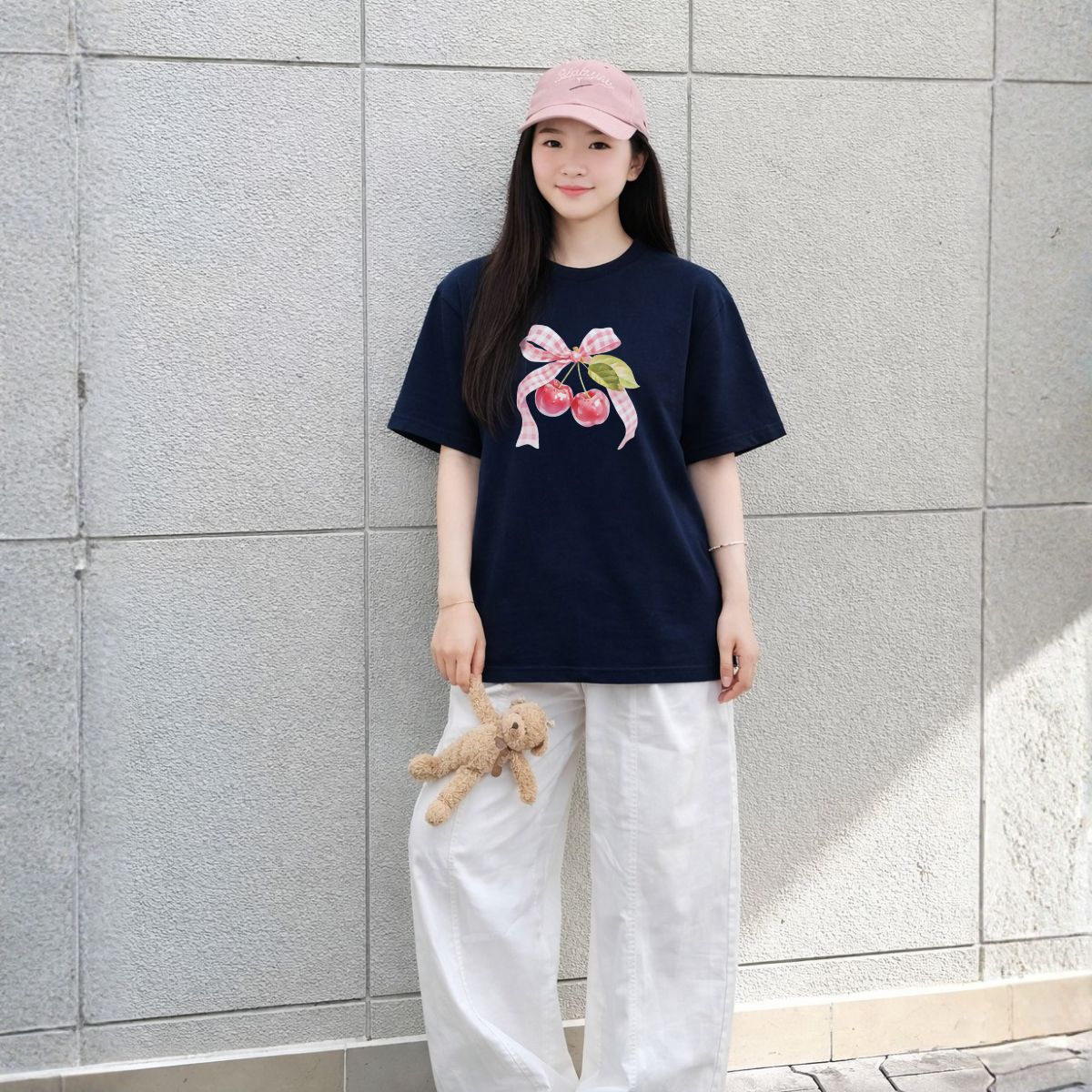 Áo thun unisex UX30-1169 hình nơ cherry hồng dáng oversized local brand WETEE_thumbnail_4