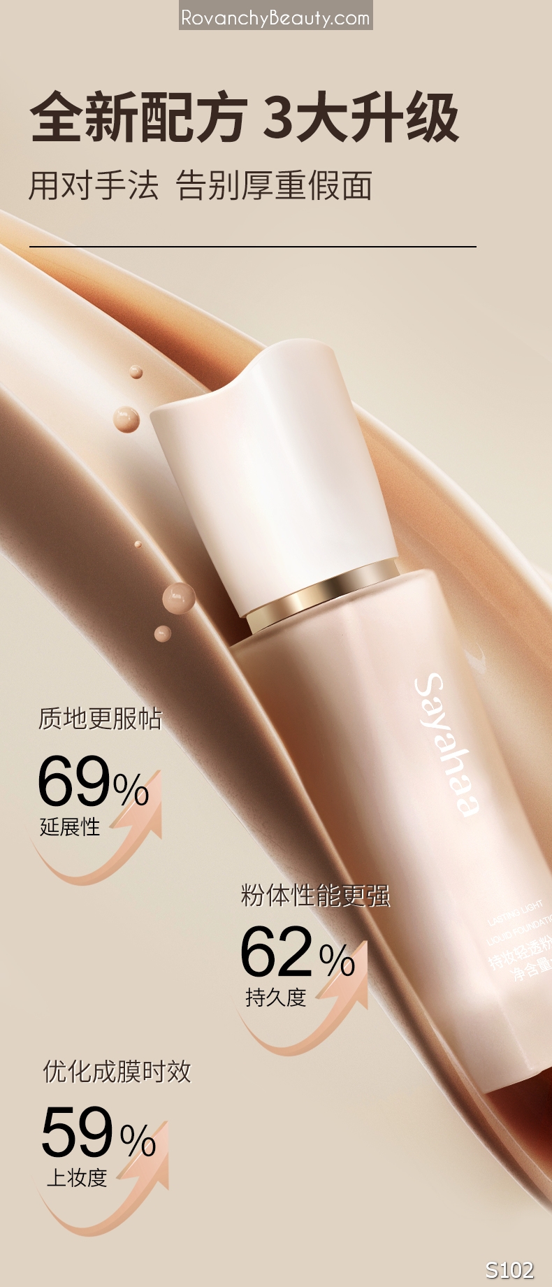 S102 Kem nền Sayahaa Lasting Light - Mỏng nhẹ, che phủ tự nhiên, giữ lớp nền bền đẹp suốt 12H, dưỡng da ẩm mịn 30g_thumbnail_10