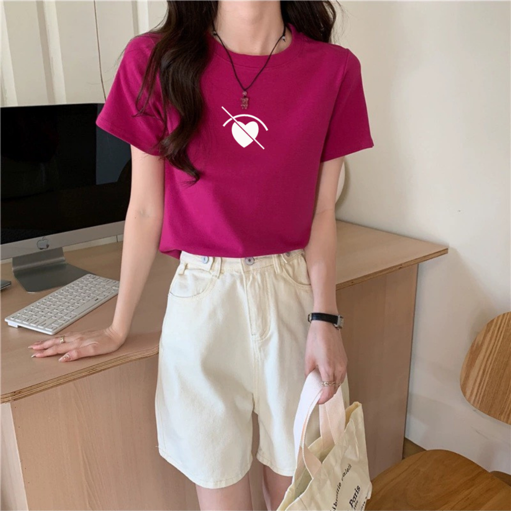 Áo thun nữ form rộng in hình tim - Áo phông nữ LOZA RT7056_thumbnail_3