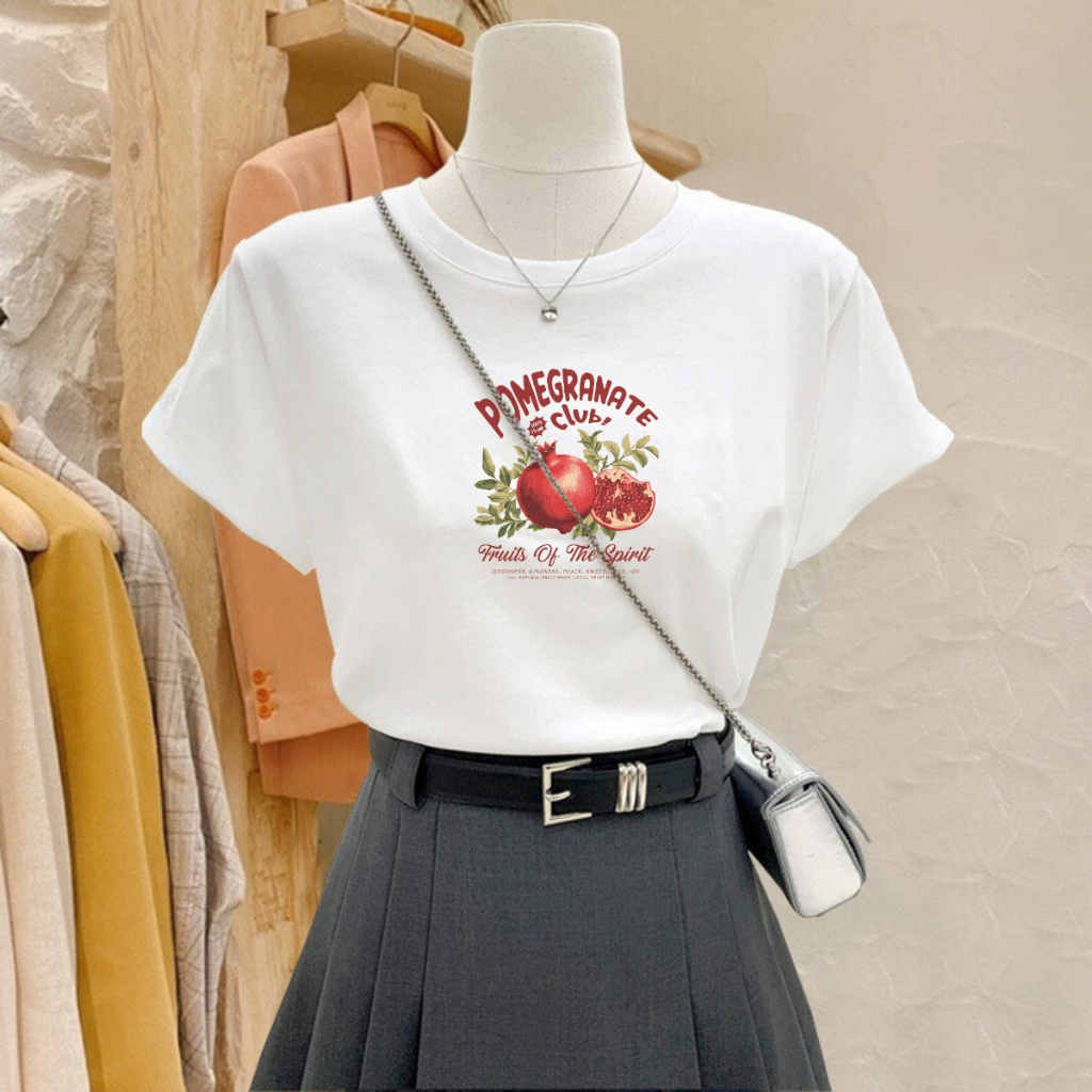 [Form Vừa] Áo phông nữ LOZA màu trắng BST Hoa quả Summer 2025  chất liệu thun cotton 4 chiều mát mẻ - Mã G0406_thumbnail_2