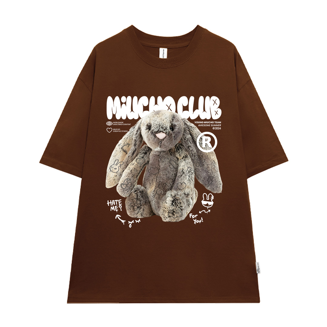 Áo thun thỏ Bunny form rộng local brand ATD1254 Miucho tay ngắn cổ tròn in mix_thumbnail_6