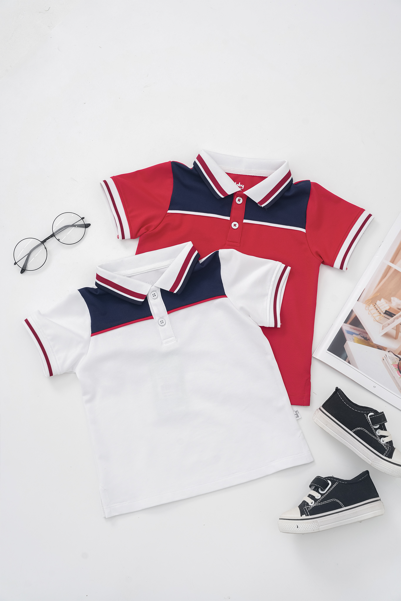 Áo polo can ngực kẹp lé phối vải_thumbnail_0