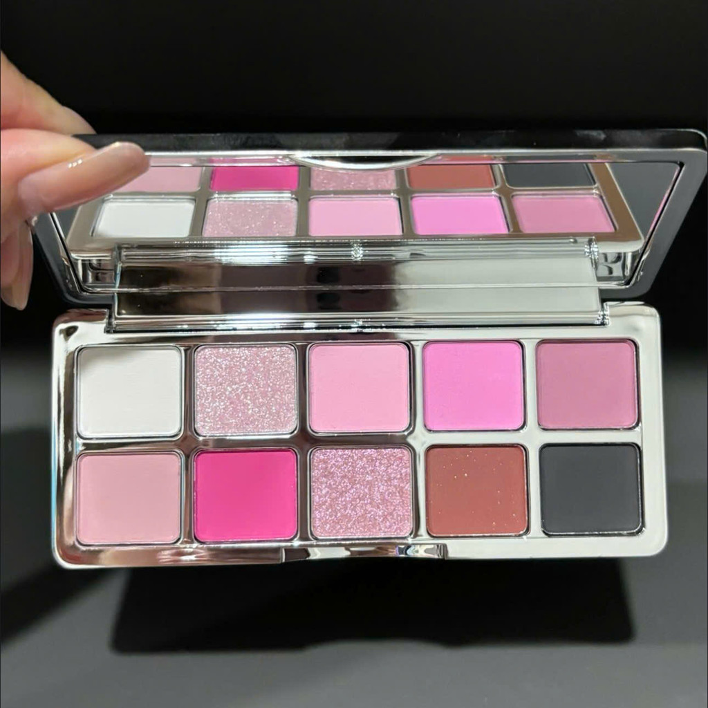 [SHE DELLA] Bảng phấn mắt 10 ô She Della tone hồng đen kèm gương tiện lợi