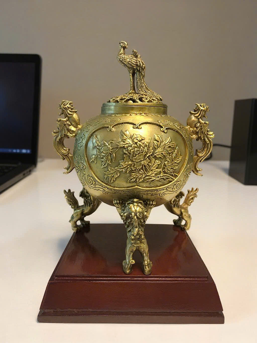 Lư xông trầm bằng đồng nắp công KT 20CM X 15CM _thumbnail_3