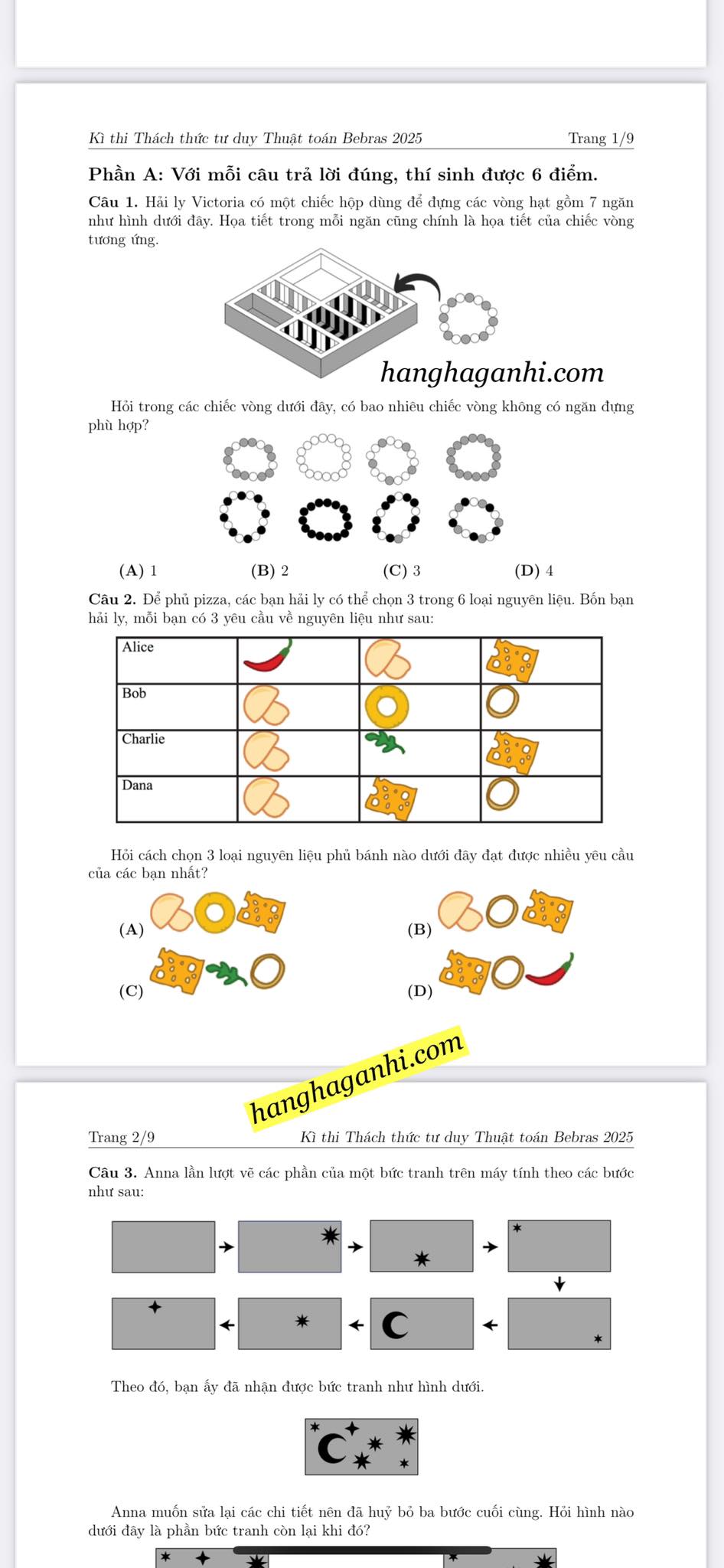 TẢI MIỄN PHÍ Đề thi Bebras lớp 1-12, Kỳ thi Thách thức tư duy thuật toán