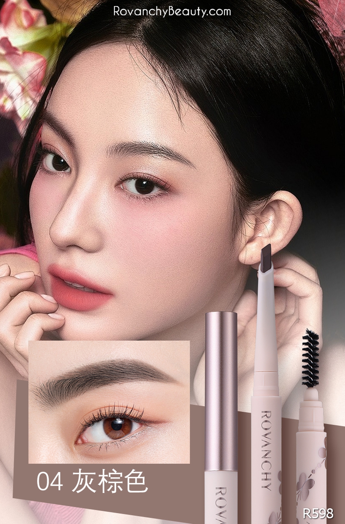 R598 Chì Kẻ Mày FLOWER 3D Tạo Khối Nhanh, Bền Màu Lâu Trôi – Tự Nhiên, Dễ Kẻ, Không Lem_thumbnail_16