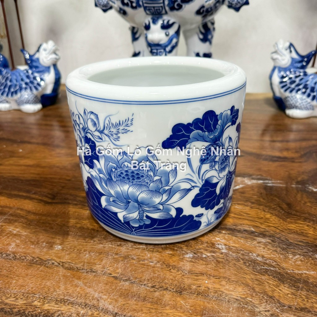 Bát Hương Đồ Thờ Cúng Men Trắng Cổ Hoạ tiết Rồng Bát Tràng (KHÔNG BAO GỒM CHÂN ĐẾ) - MEN TRẮNG_thumbnail_1